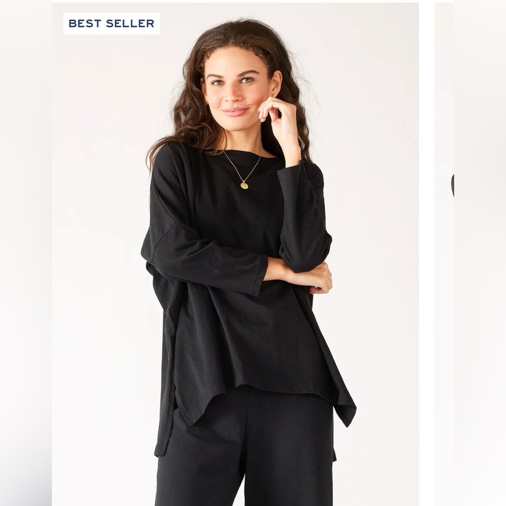 Marsea Catalina Black Tee Cotton Blended Slub OS